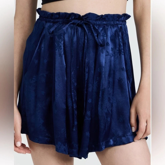 Sabina Musayev Wave Satin Jacquard Shorts Navy XS Silky Soft Luxe NWT - Picture 1 of 9